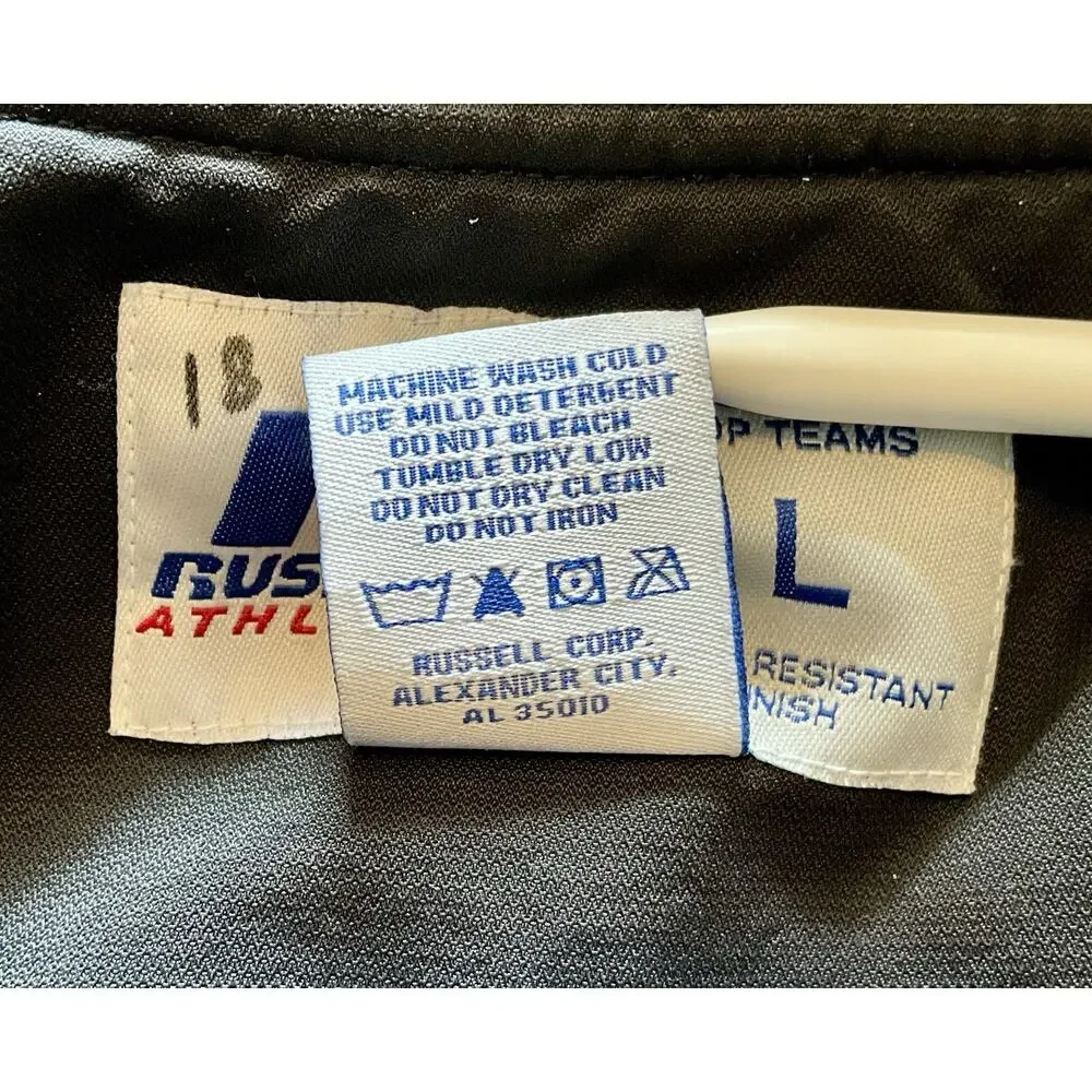 Vintage Russell Athletic Chargers Nylon Dugout Black Bomber Jacket Size Large